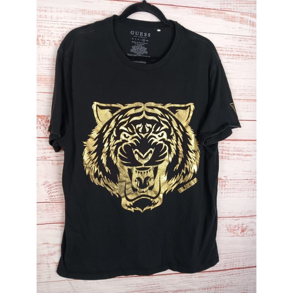Guess T-Shirt Men’s Extra Large Black 100% Cotton Short Sleeve Round Neck